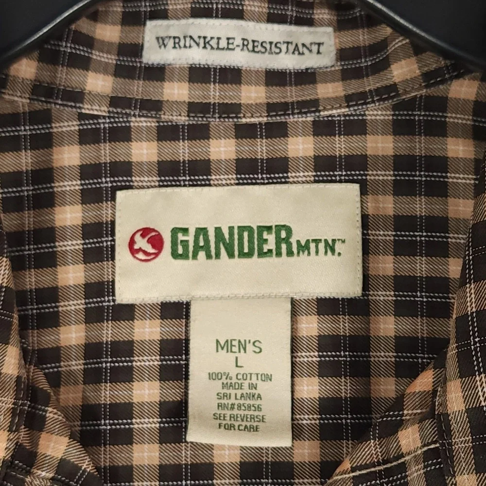 Gander Mountain Shirt Mens Large Plaid Button Chest Pocket Long Sleeve Outdoor